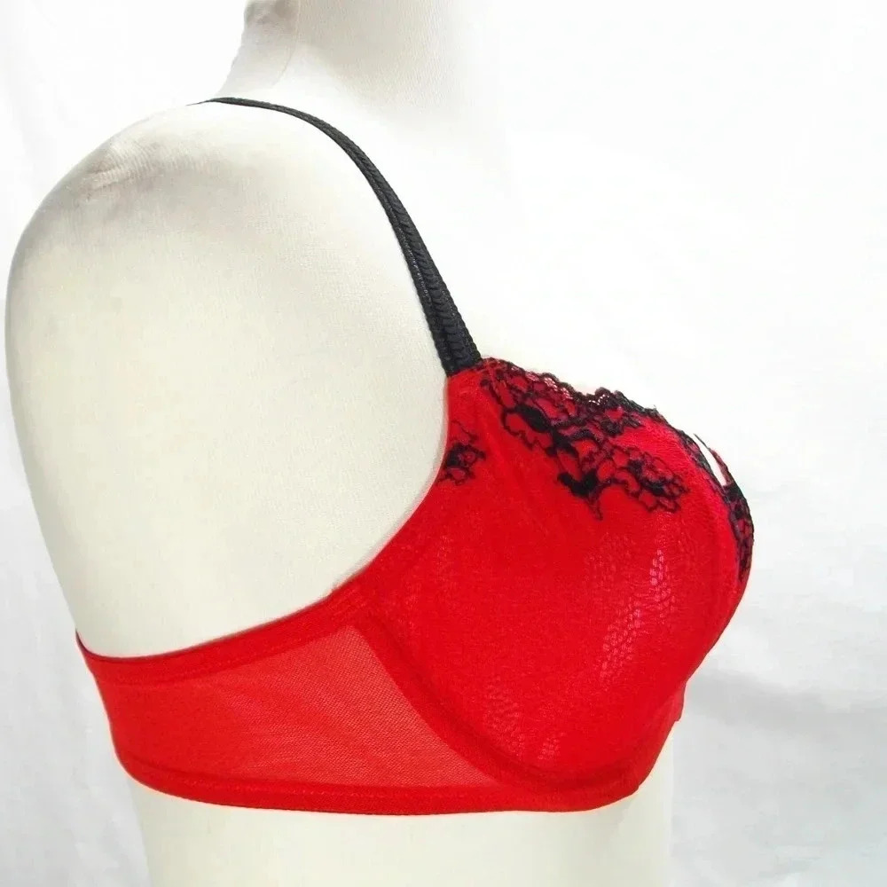 34C Jezebel 10039 Demeure Unlined Balconet UW Bra Red NWT - Picture 4 of 11
